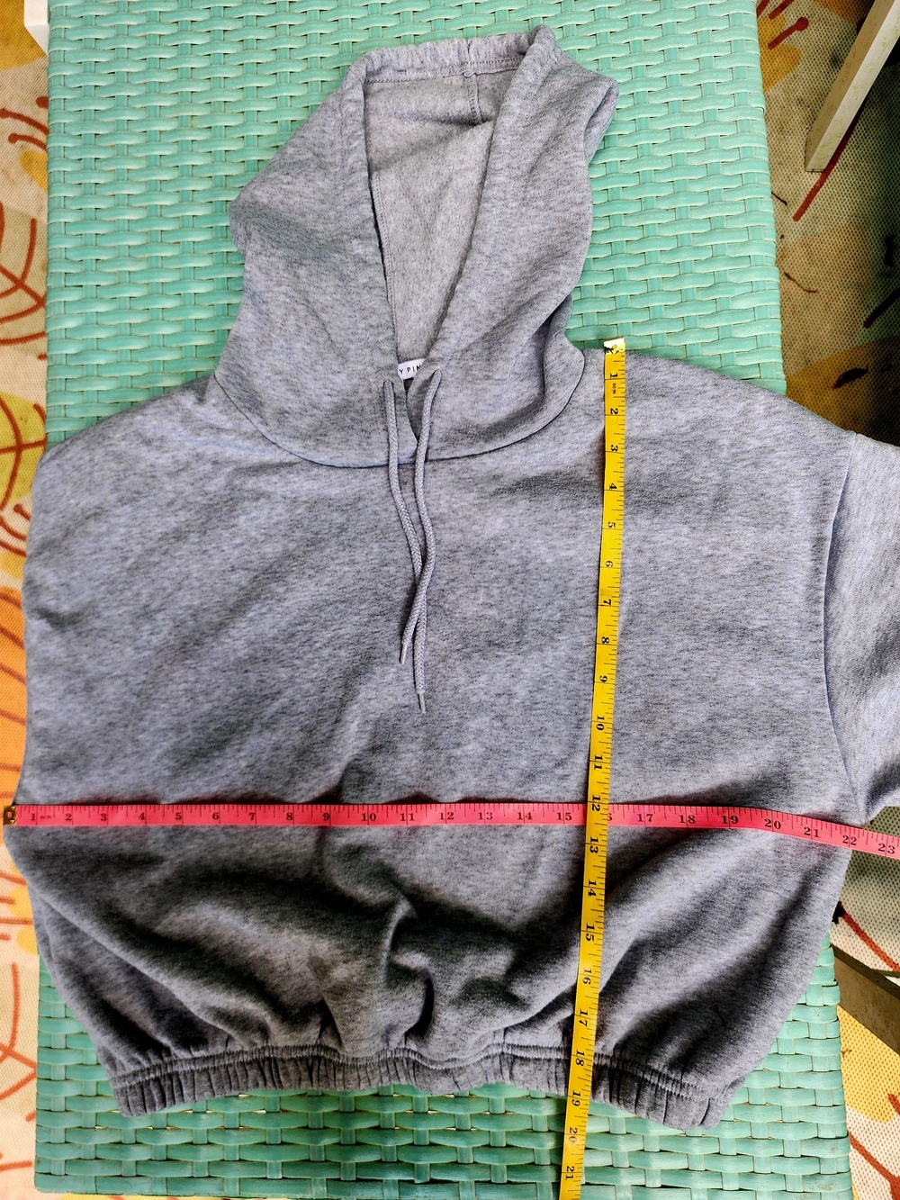 Men's Gray Hooded Sweatshirt Crop Pullover